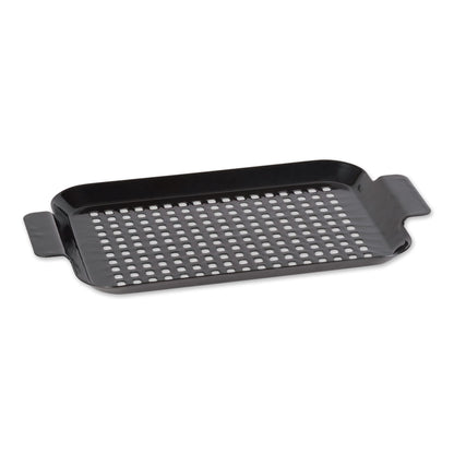 RSVP International Porcelain Coated Steel BBQ Grill Tray/Pan, Outdoor Barbeque Grilling Accessories for Cooking Fish & Vegetables, Dishwasher Safe, Small, 13x7.25"