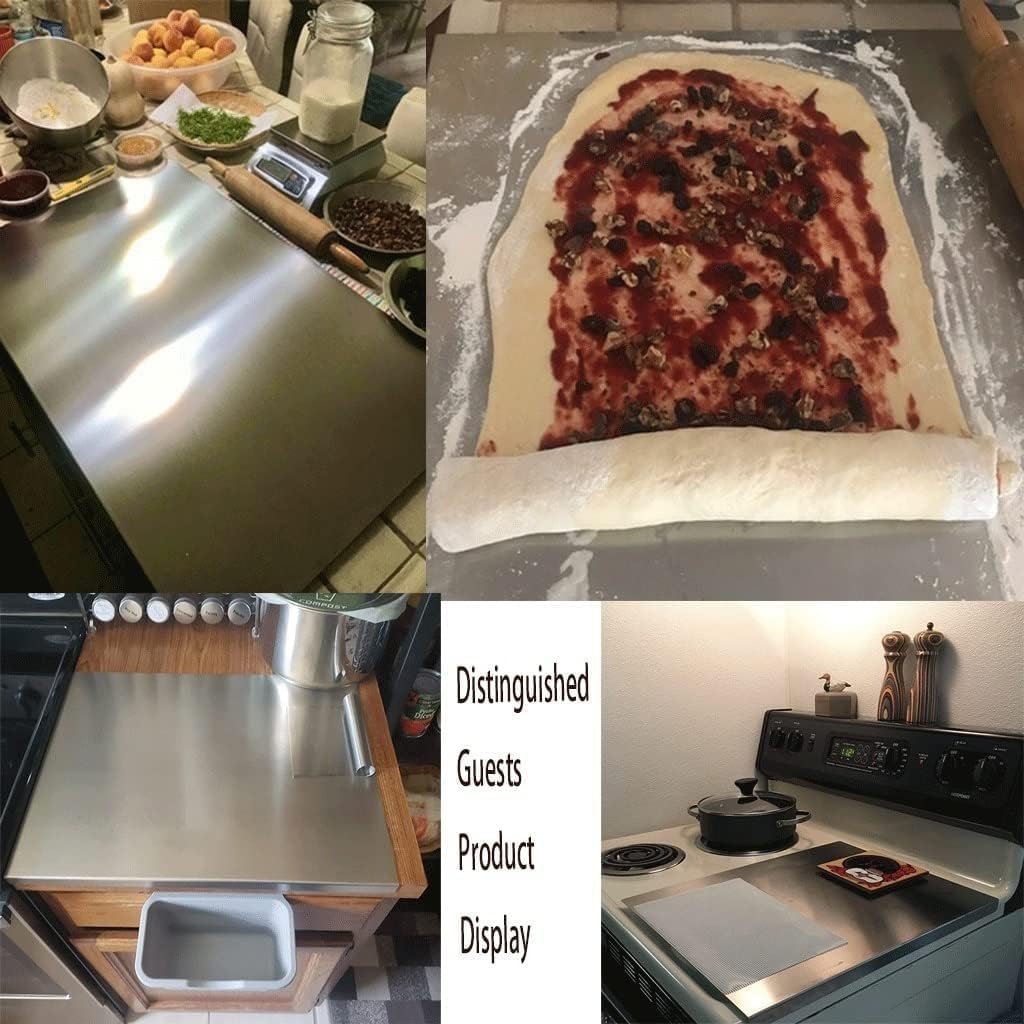 TMEEIHNSS Set (50/60/70/80cm) Large Stainless Steel Cutting Board | Non-Slip L-Shape Design | Dishwasher Safe Chopping