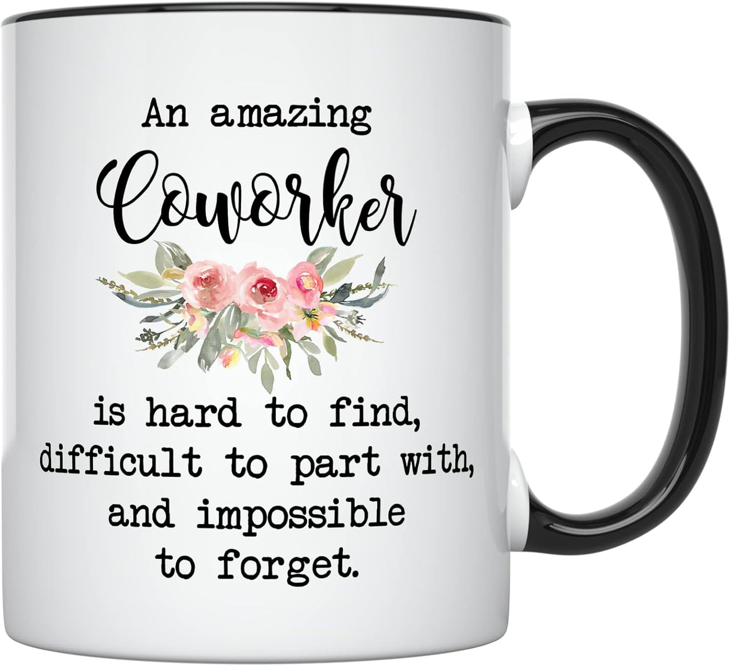 YouNique Designs Coworker Mug - 11 Ounces Going Away Mug for Coworker, Goodbye Gifts for Women (Black Handle)