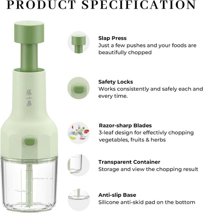 ZHANG XIAO QUAN SINCE 1628 Manual Vegetable Chopper - Push-Press Hand Food Chopper for Onions, Garlic, Herbs