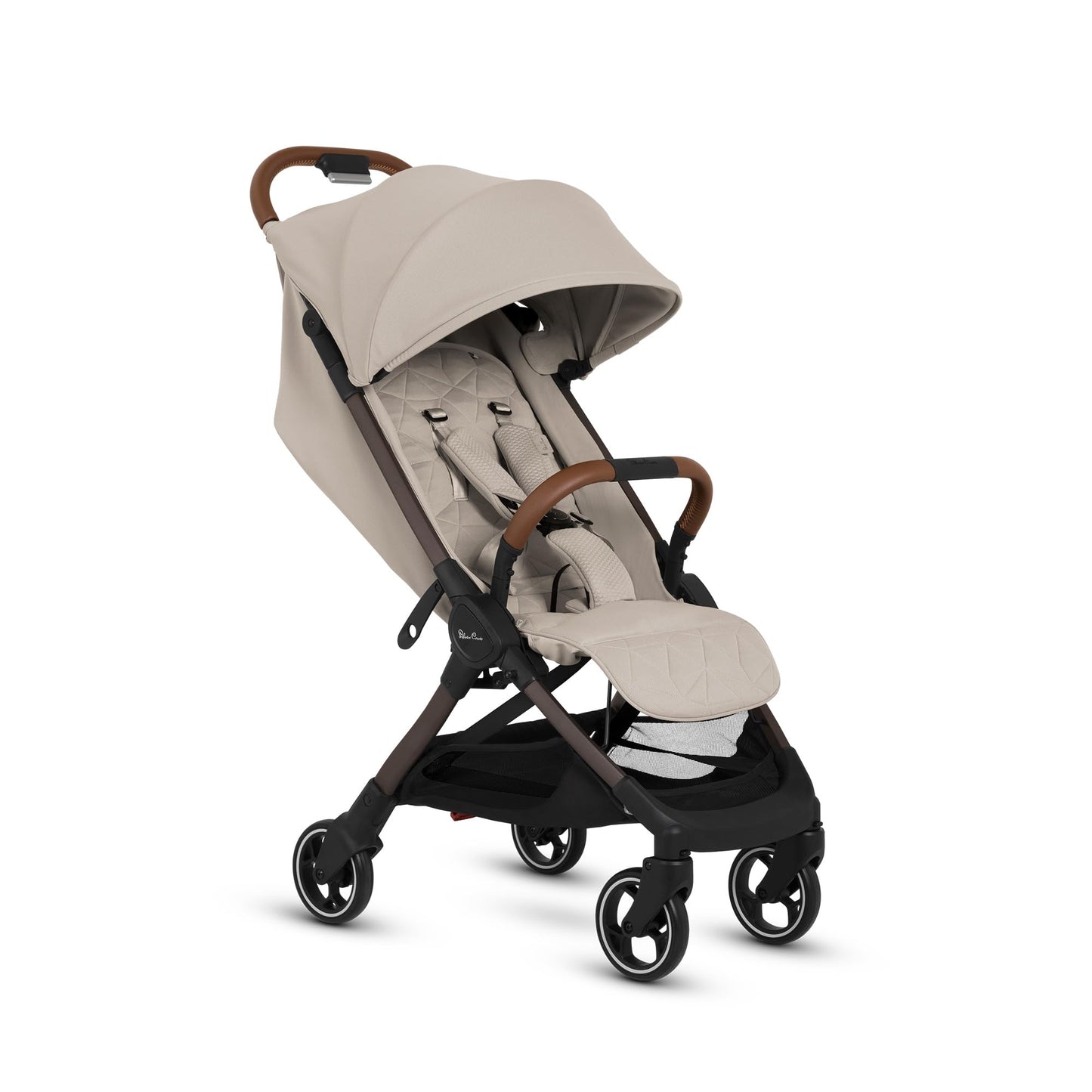Silver Cross Clic Compact Travel Stroller – (Latte) – Lightweight Baby Stroller for Airplane Travel – One-Hand Fold, Lie-Flat Infant & Toddler Seat – Birth to 55 lb