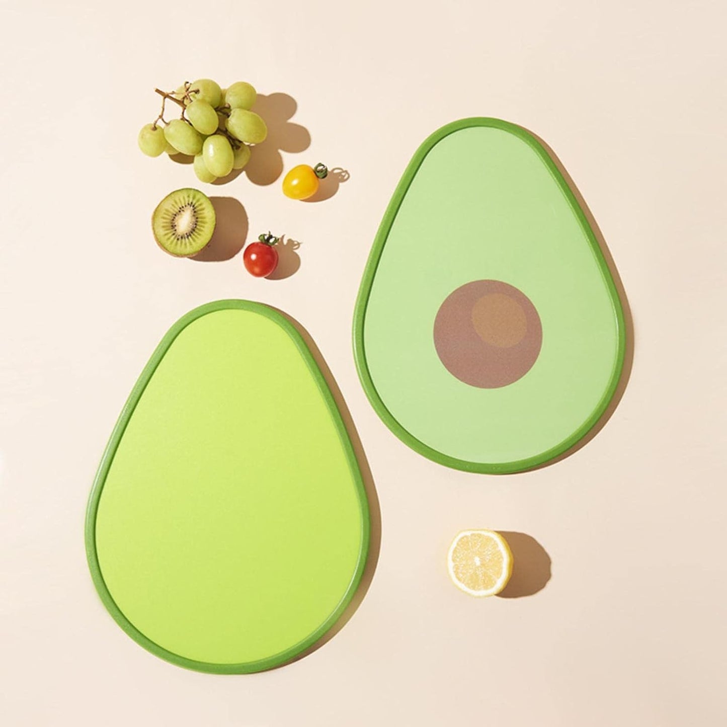 Chopping Board, Plastic Double-sided Avocado Shape Cutting Board, Food Safe PP Material for Kitchen