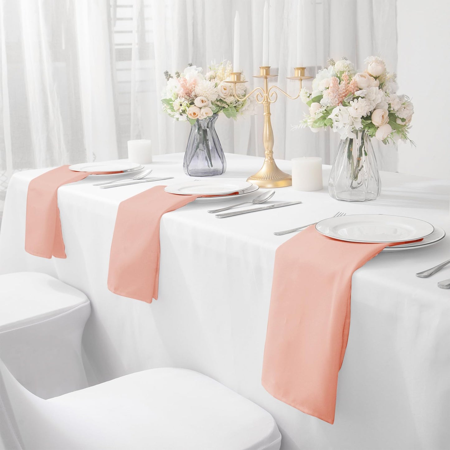 Bailarina Cloth Napkins Set of 120,17x17 inches Dinner Napkins Cloth Washable,Polyester Square Table Cloth Napkin Bulk with Hemmed Edges Ideal for Banquets, Parties and Weddings-Dusty Pink