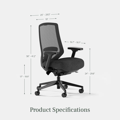 Branch Ergonomic Chair Pro - Mesh Office Chair with 14 Points of Adjustment - Height, Depth & Tilt Adjustable - 5D Armrests - Forward Tilt, Smooth Recline, and Lumbar Support - Black
