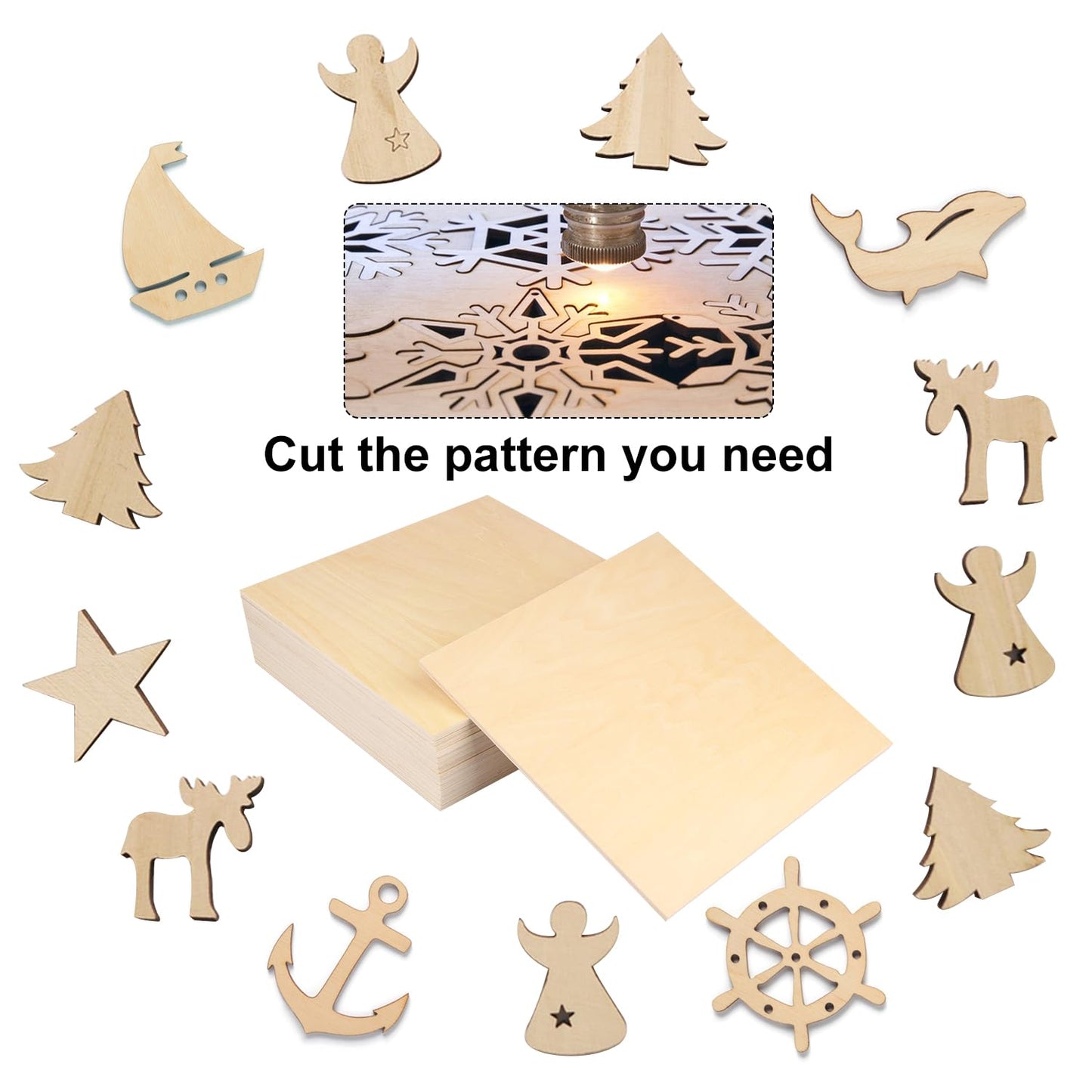 20 PCS 8 Inch Square Basswood Board, Thickness 6 mm, Basswood Sheets, balsa Wood Sheet,Plywood Sheets for Laser, CNC Cutting, Wood Burning, Drawing Painting, Wood Engraving,by GNIEMCKIN