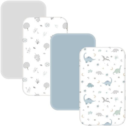 Angelbliss Bassinet Sheets - Ultra Soft & Skin-Friendly 33"x20" Fitted Sheets | 4 Pack for Boys & Girls