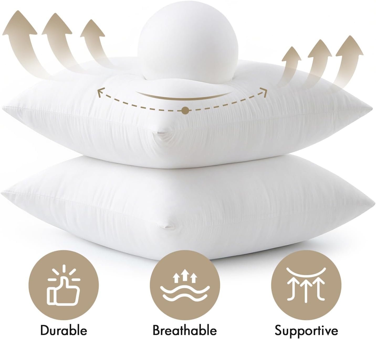 MIULEE Throw Pillow Inserts - Pack of 4, 20x20 Inch, 100% Virgin Microfiber Filling for Ultimate Comfort