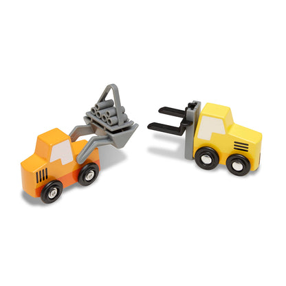 Melissa & Doug Wooden Construction Site Vehicles with Wooden Storage Tray (8 pcs)