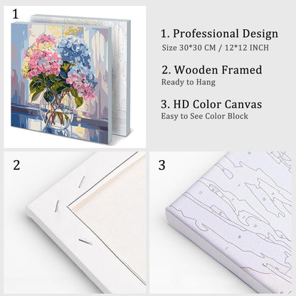Natuyalo Framed Paint by Numbers Kit for Adults - Colorful Flowers DIY Adult Paint by Number Kits Vase Acrylic Canvas Painting for Adults Beginners Art Crafts with Frame, 12x12 Inch