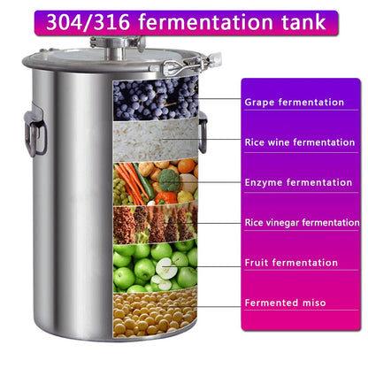 60L 304/316 New stainless steel fermentation barrel wine barrel fermenter self-brewed wine sealed barrel wine making equipment (316 without tap)