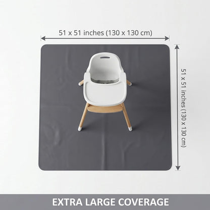 Splat Mat for Under High Chair/Arts/Crafts, WOMUMON Washable Spill Mat Waterproof Anti-Slip Floor Protector Splash Mat, Messy Mat and Table Cloth
