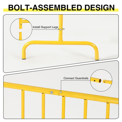 7.5FT Heavy Duty Galvanized Steel Interlinked Safety Barricade – Removable Feet, Portable, Weather Resistant Barrier for Crowd Control, Events, Construction, Facility Security