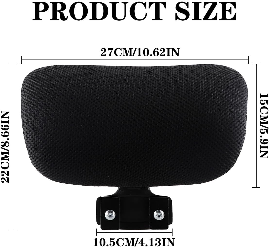 Black Mesh Office Chair Headrest Attachment, Adjustable Height Angle Head Support Cushion for Ergonomic Office Chair