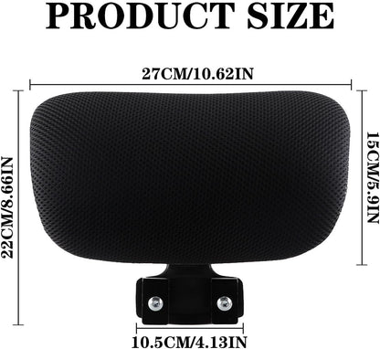 Black Mesh Office Chair Headrest Attachment, Adjustable Height Angle Head Support Cushion for Ergonomic Office Chair