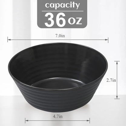 Cereal Bowls 36 OZ - Set of 12 Unbreakable Wheat Straw Plastic Serving Snack Bowls, Dishwasher Microwave Safe for