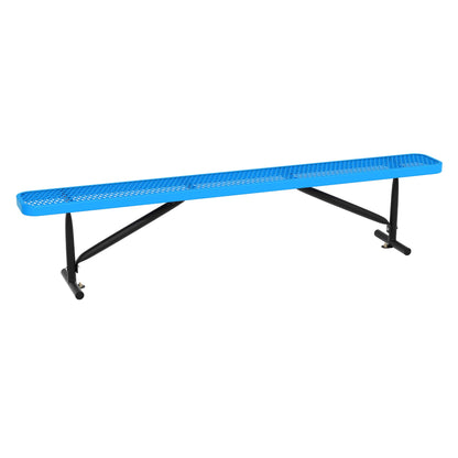 Sunnibety 8 Feet Heavy Duty Metal Park Bench for Outside, Outdoor Bench with Portable Frame, Commercial Benches for Shopping Mall, Store, Park, Patio, Deck, Blue