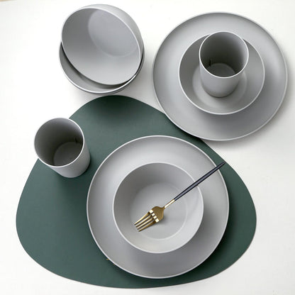 YARRGGU 24-Piece Dinnerware Set, Service for 8, Unbreakable Plates and Bowls Set, BPA-Free, Dishwasher Safe, Gray Tableware for Kitchen, Party and Picnic