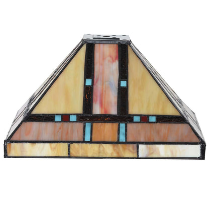 Bieye S10798 Tiffany-Style Stained Glass Mission Lampshade - 10-Inch Wide - Iridescent Elegance