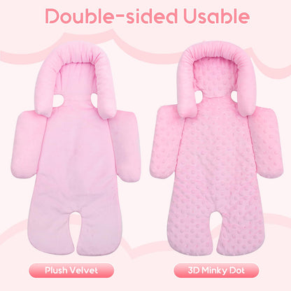 Infant Car Seat Insert with 3 Shoulder & Crocth Covers, Thickened Carseat Head and Body Support for Infant, Reversible Baby Car Seat Cushion for Boys Girls, Soft Mink Dot Newborn Insert for Preemie