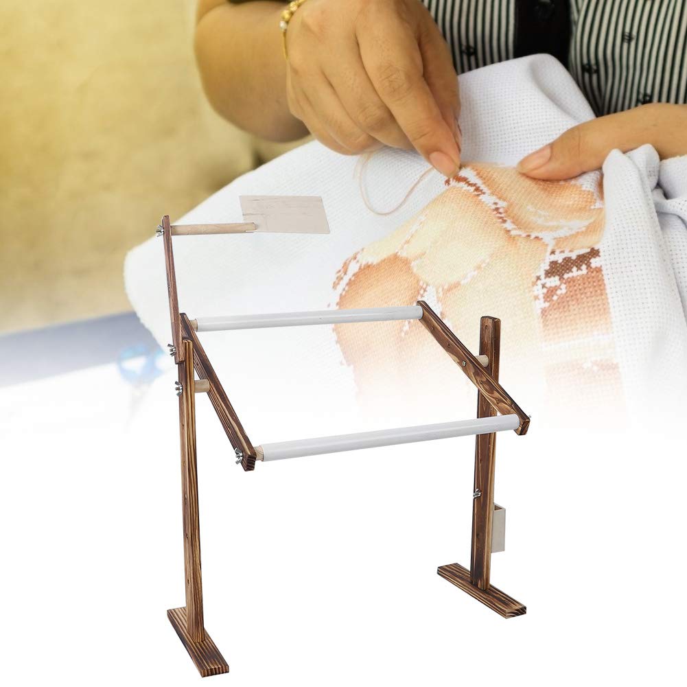 Adjustable Height Embroidery Hoop Stand, Antique Wooden Rack for Cross Stitch & Sewing, Cross Stitch Floor Stand Needlework Stand Holder for DIY Art & Stitching Projects