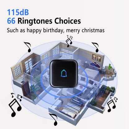 Classroom Doorbell Wireless Doorbell IP66 Waterproof 1000Ft 66 Chimes Mute Mode 115dB 7-Level Vol Loud Electric Door Bells for Home Office Classroom Kids Room Teachers & Hearing-Impaired