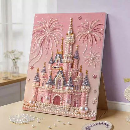 CuddleJunk Diamond Pearl Painting Kit for Adults - DIY Art Canvas 11.81x15.75 Sunflower Rose Cherry Ocean Themes - Stress Relief Craft Supplies Home Decor (Castle)