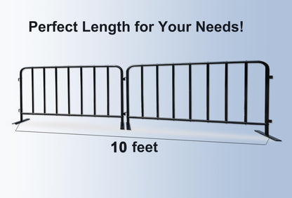 BIGalleons 2-Pack Steel Crowd Control Barrier, Light Duty 5FT Interlocking Safety Barricade, 16GA Galvanized Steel Queue Barrier, Assembly Needed for Pedestrian Traffic & Construction Barricade（Black）