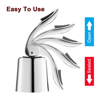 BETTFOR Wine Stoppers for Wine Bottles with Stainless Steel Vacuum Wine Bottle Stopper with Silicone Reusable Wine Corks, Leak proof Keep Fresh Suitable for Red&White Bottle (Silver, 3 Pack)