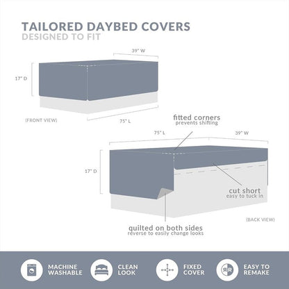 Madison Park Daybed Cover Set Damask Quilted Cover for Daybeds, All Season, Pre-washed Cotton-Filled Coastal Bedding with Scallop Edge, Shams, Bedskirt, Décor Pillows, Tuscany, Cream, 39"x75", 6 Piece