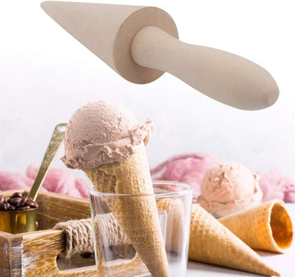 Wooden Waffle Cone Roller, Ice Cream Cone DIY Cooking Tool, Pastry Roll Cake Decorating Accessory