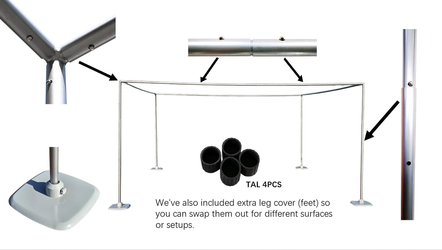 15x15Ft Square Backdrop Stand Kit Heavy Duty, 5-8' H x 5-19' W Square Adjustable Pipe and Drape Aluminum Frame, Backdrop Holder for Event, Wedding, Party, Photography, Trade Show, B-Day, Banquet Decor