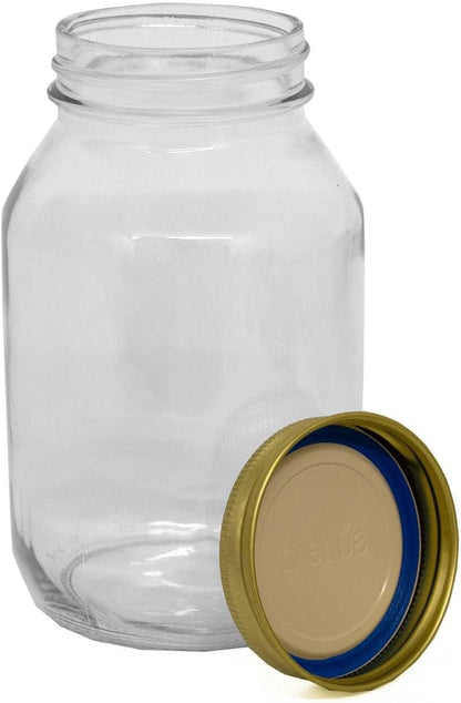 Canning Jars with Lids and Bands, Quart Size Regular Mouth Clear Glass Mason Jar, Pack of 4