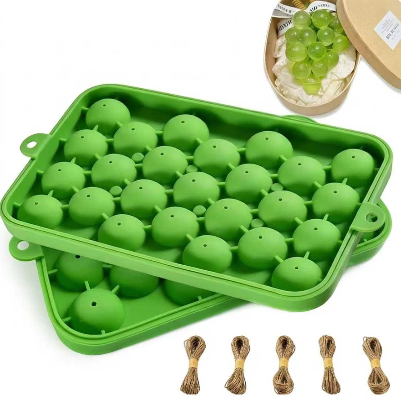 Moccool 2-Pack Grape-Shaped Silicone Soap Molds, 7.3 x 4.9 x 1.0 Inch Flexible Non-Stick Tray for DIY Handmade Soap and Crafting, Green