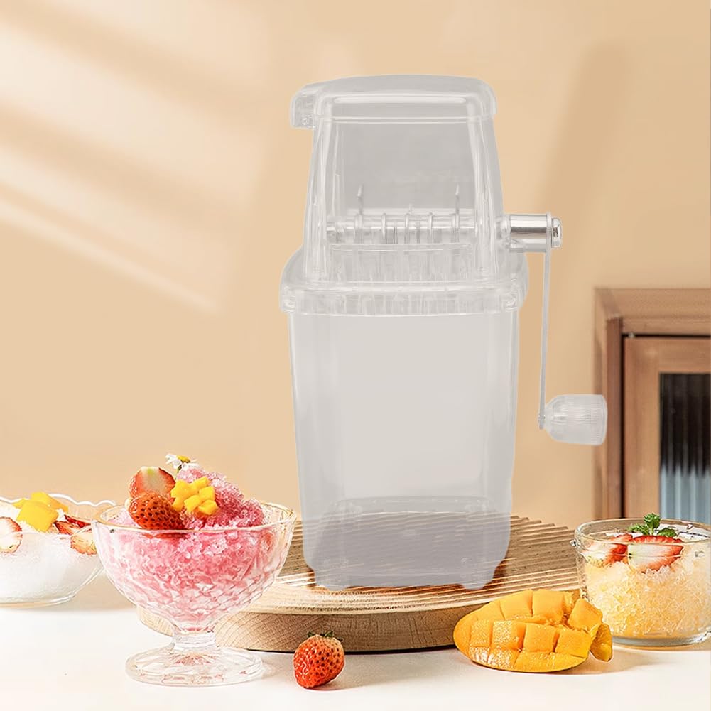 Leopacat Ice Crushers for Home Use, Ice Crusher Machine, Manual Ice Crusher Portable Chopper Transparent Stainless Steel Breaker Making Drinks Machine for Fast Coarse Shaved Fine Chips Ho Transparent