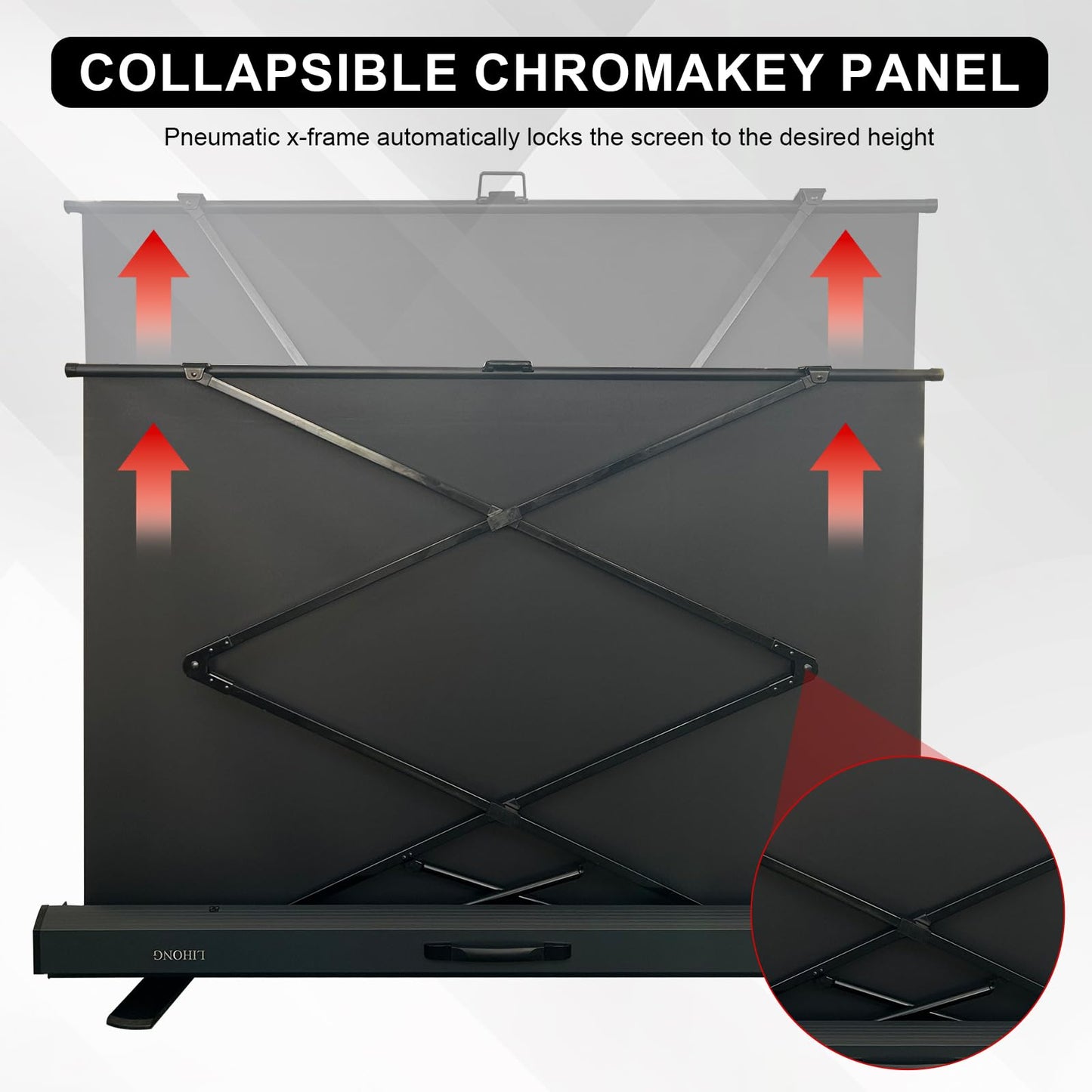 LIHONG Large White Screen Collapsible Chroma Key Backdrop,Portable Retractable Photo Background with Stand for Video, Live Game,Streaming,Wrinkle Resistant Fabric,Pull-up&Down Style (78.7x78.7 in)