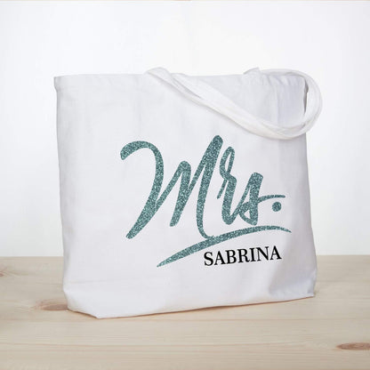 ELEGANTPARK Mrs Bag Personalized Gifts for Wedding Bachelorette Bridal Shower Engagement Party Monogrammed Tote Bags
