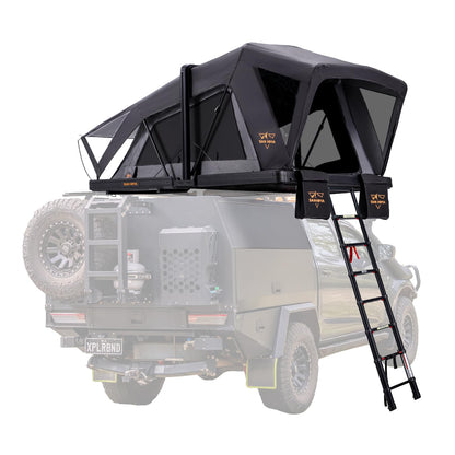 SanHima Rooftop Tent Hard Shell - CapeTop Overland Aluminium Fold-Out Roof Top Tent 131.5LBS Lightweight, w/Digital Panel & Tri-Color LED Strip Light, for Car SUV Truck Camping, 2-3 People