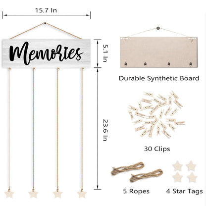 Orchroma Memories Picture Frames Collage Wall Decor,Photo Collage Frame for Wall,Picture Hanging Kit,Memories Picture Board,Family Friends Hanging Photo Display with Clips