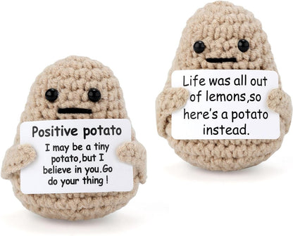 TOYMIS 2pcs 3inch Mini Funny Positive Life Potato, Interesting Knitted Wool Potato Doll Creative Cute Funny Knitted