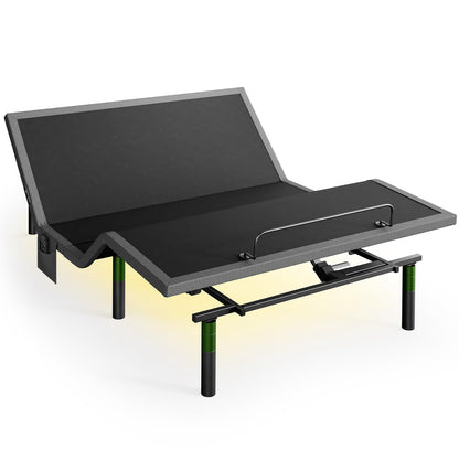 Marsail Queen Adjustable Bed Base Frame, 4 Ports USB A&C Adjustable Bed Base with Under-Bed Nightlight, 3 Minutes Fast Assembly, Wireless Remote Control Adjustable Bed with 4 Height Options