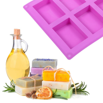 12 Packs 72 Cavity Rectangular Silicone Soap Molds, Purple Silicone Soap Making Molds Bulks, Cake Baking Molds, Soap Mold for Soap Making Handmade DIY Scented Candles Supplies Tools