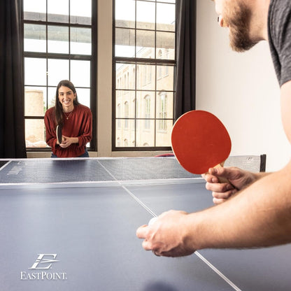 EastPoint Foldable Table Tennis Conversion Top - 9 ft x 5 ft, Blue - Zero-Assembly Ping Pong Table Topper - Tournament-Grade Bounce on Tennis Surfaces - Complete Net & Posts for Ping Pong Play