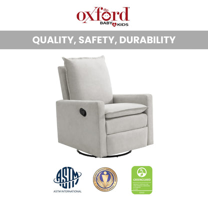 Oxford Baby Uptown Upholstered Glider Recliner Rocking Chair 360° Swivel for Nursery and Living Room - Sand