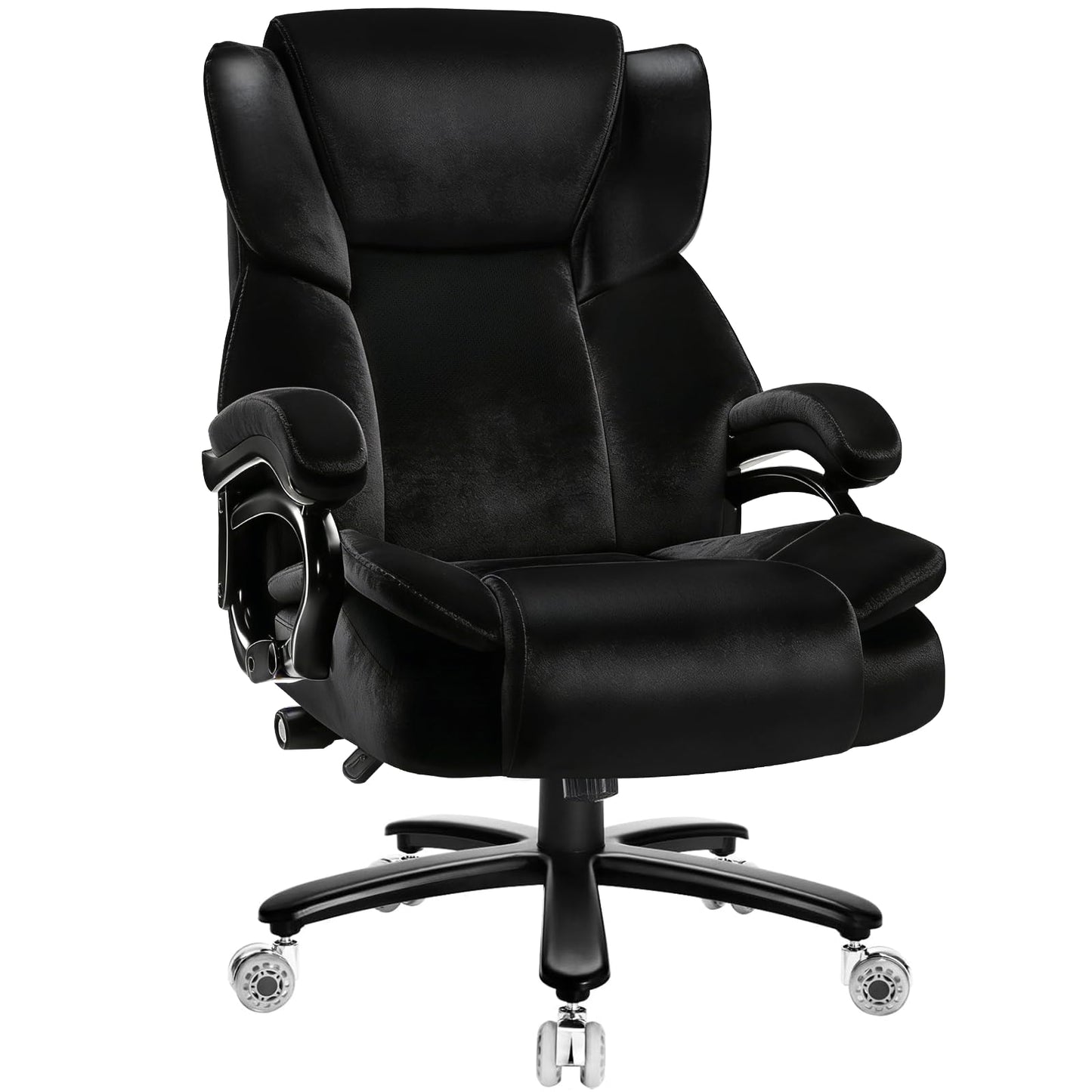 Indulgear 500lbs Fabric Big and Tall Office Chair,500lbs Heavy Duty Office Chair for Heavy People, High Back Executive Computer Chair with Adjustable Lumbar Support, Dual Rubber Wheel