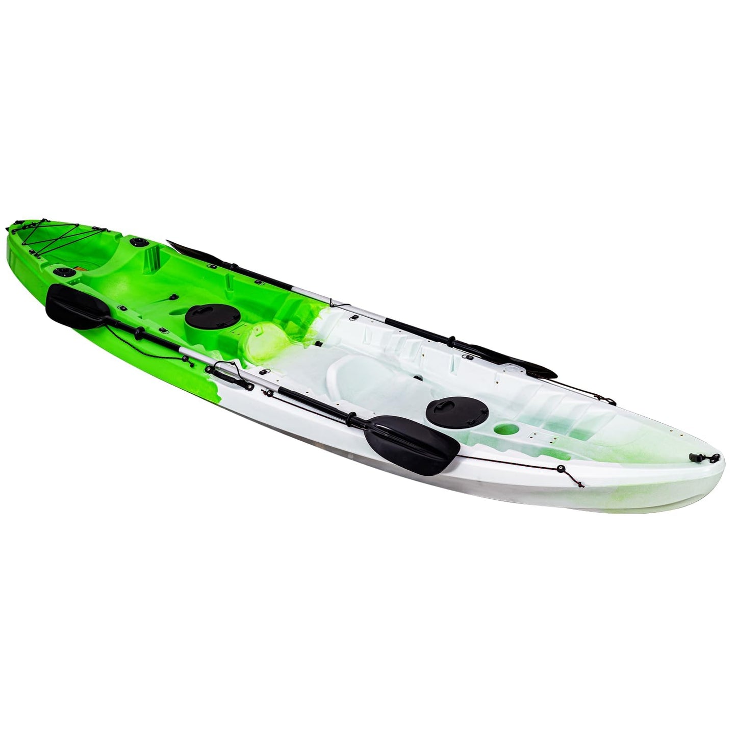 Fishing Kayaks, 12.4FT Sit on Top Kayak for 2-3 Person Adults with Paddle & Comfortable Seat, Capacity of 600LBS, Hard Shell Recreational Ocean Kayak Boat