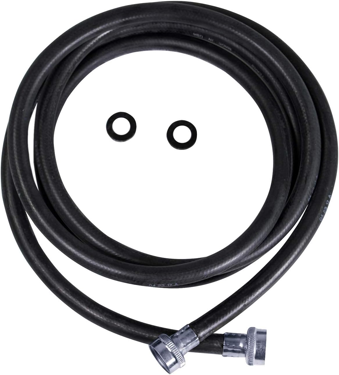 HIGHCRAFT 2564, 4 Feet Washing Machine Hose, Durable Black EPDM Rubber Tube Cover, 3/4" x 3/4" Female, MADE IN USA