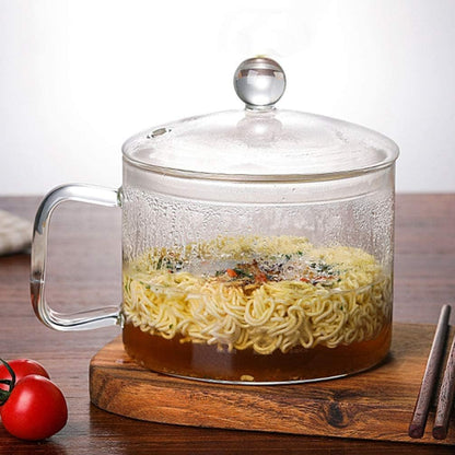 Glass Saucepan with Cover, Glass Cookware for Stove, Instant Noodles Pot, Clear Cooking Pot