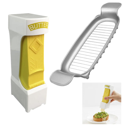 ZHLKHIOP 2-Piece Butter Slicer with Sealed Storage Lid, Cheese Splitter with Stainless Steel Blade, Airtight Container for Refrigerator, Non-Stick Cheese/Chocolate Grater + Stand (Dishwasher Safe)