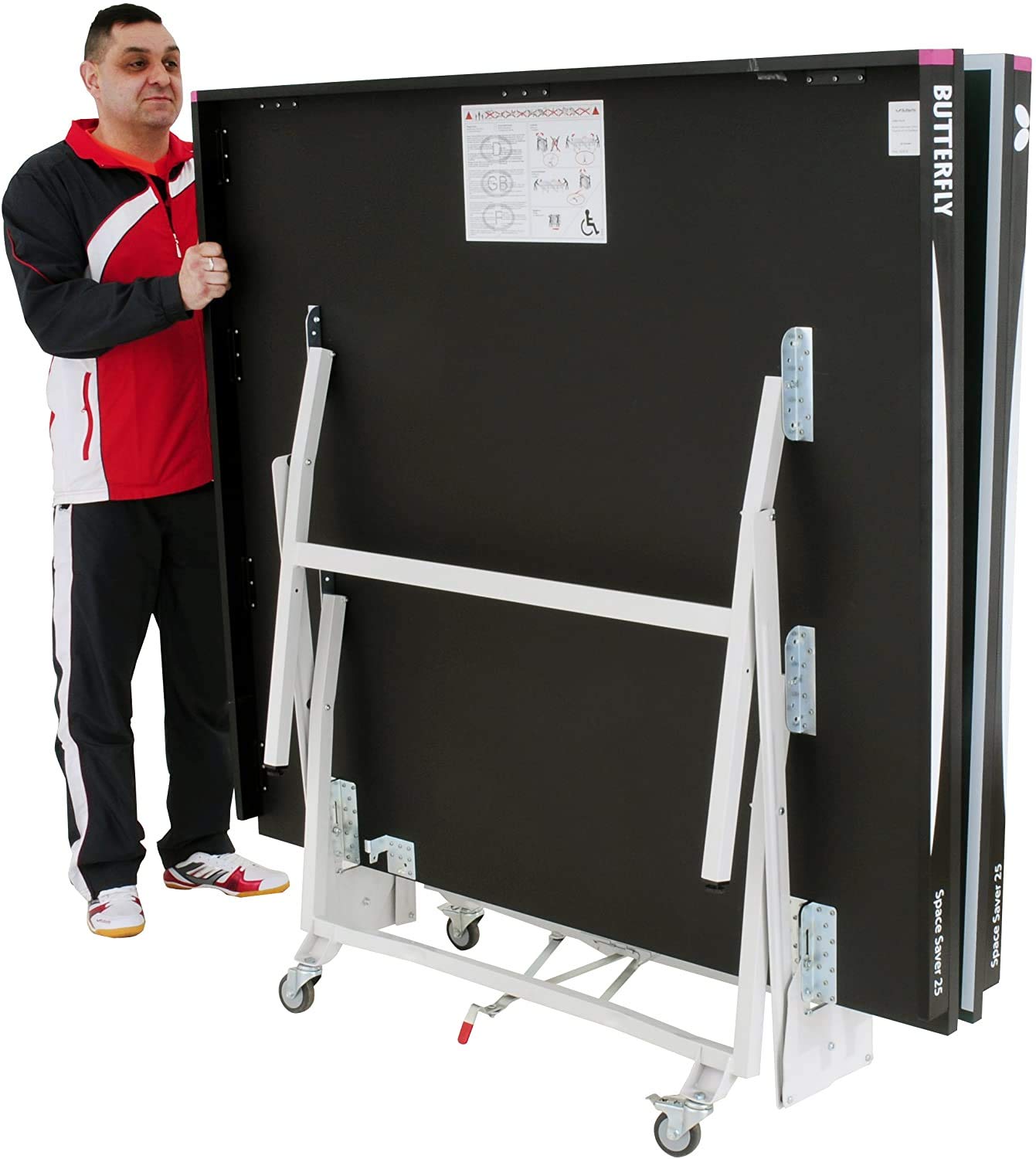 Butterfly Space Saver 22 Ping Pong Table—Indoor Rollaway Table—ITTF Approved Table for Tournaments, Clubs, Or Homes—Professional Ping Pong Net Included—Compact Storage