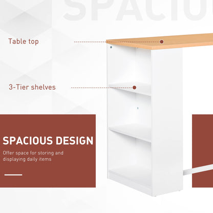 HOMCOM Modern Bar Table Counter Height Dining Table with 3 Storage Shelves for Kitchen, Dining Room, Living Room, White
